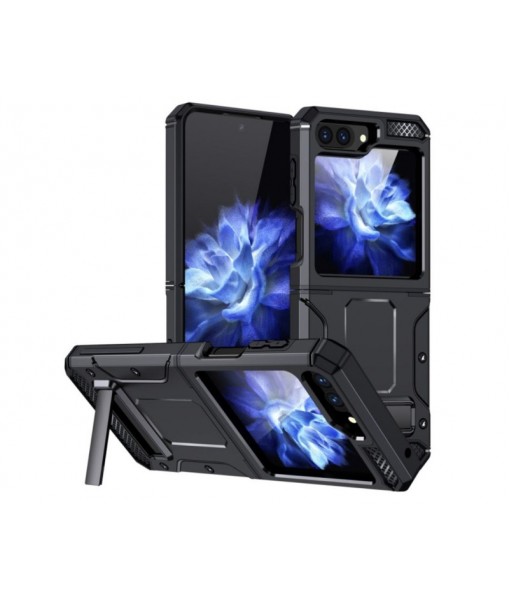Husa Samsung Galaxy Z Flip5, Hybrid Armor Kickstand, Negru